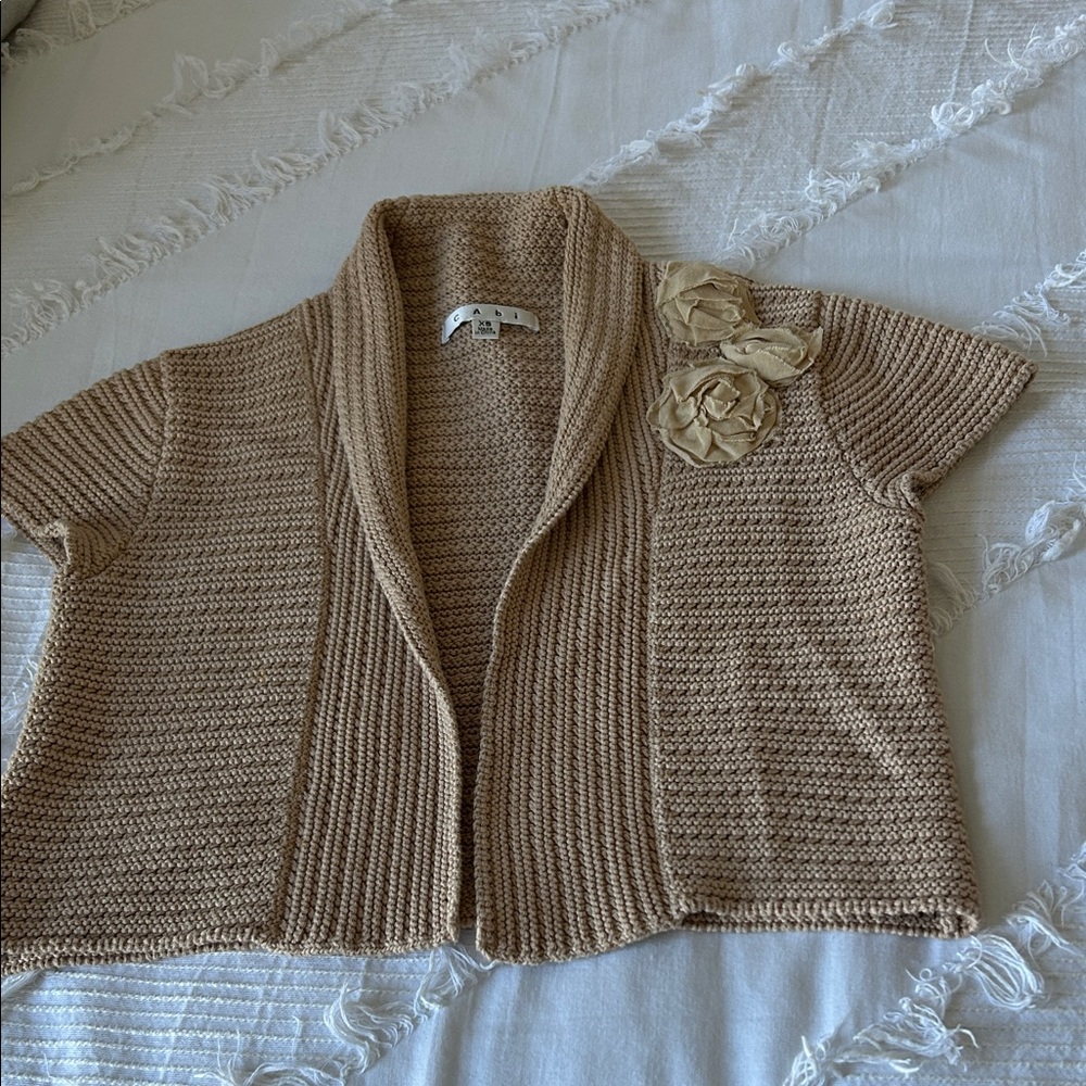 CAbi Bolero Sweater with Floral Accent
